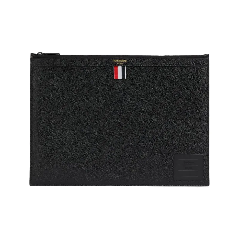 THOM BROWNE· Leather Clutch Medium Size Men's Black-0
