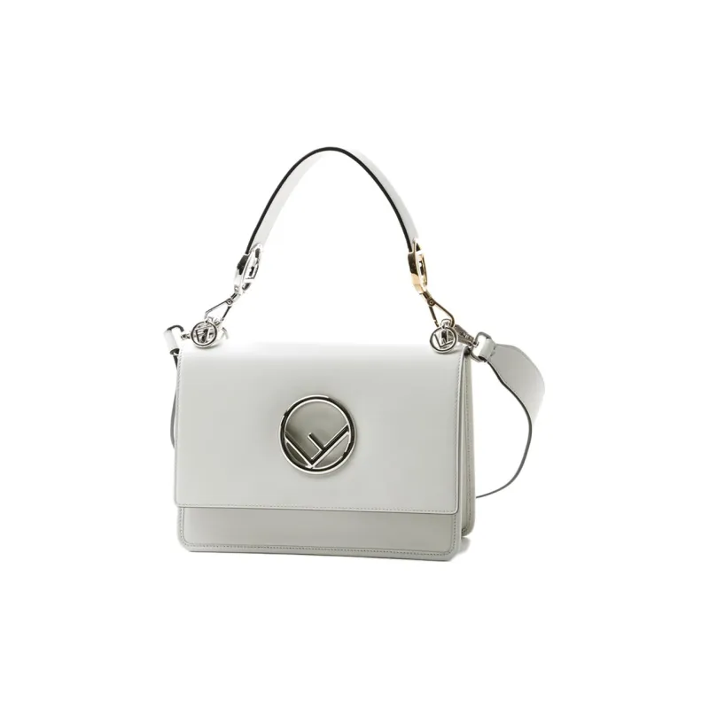 FENDI Kan I Leather Shoulder Bag Crossbody Bag Handbag Women's White-1