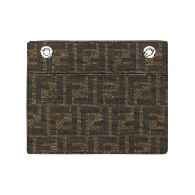 FENDI Calfskin Card Clip Card Holder Men's Yellow/Brown-3