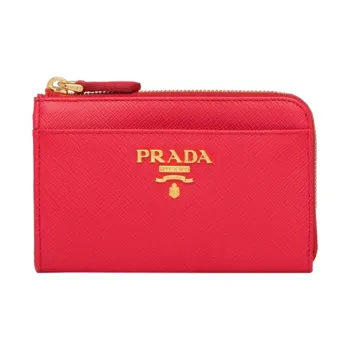 PRADA Saffiano Leather Wallet Key Pouch Women's Red
