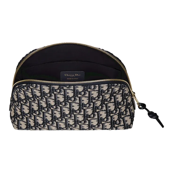 DIOR Canvas Canvas Bag Makeup Pouch Travel Storage Clutch Women's Blue-2