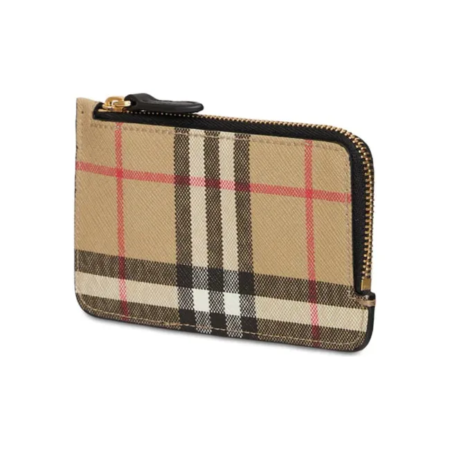 Burberry Vintage Check Zip Around Card Holder Beige/Multi-1