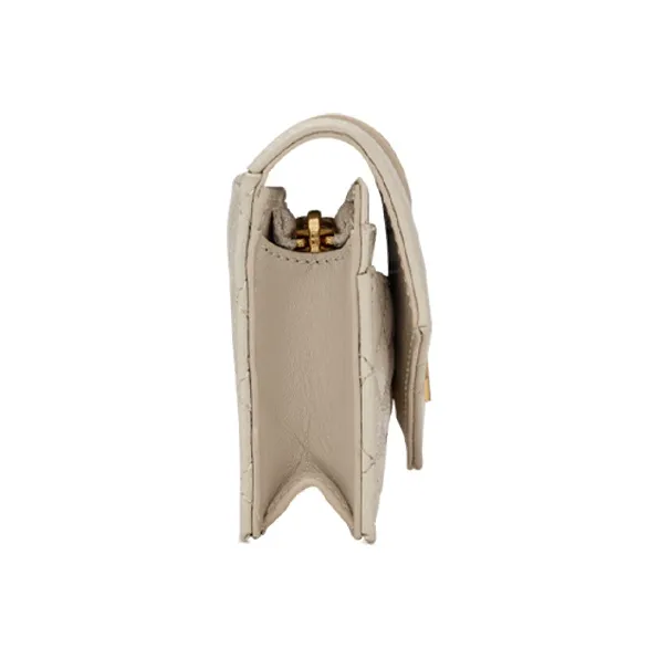 SAINT LAURENT Monogram Cow Leather/Sheepskin Card Holder Women's Vintage White-1