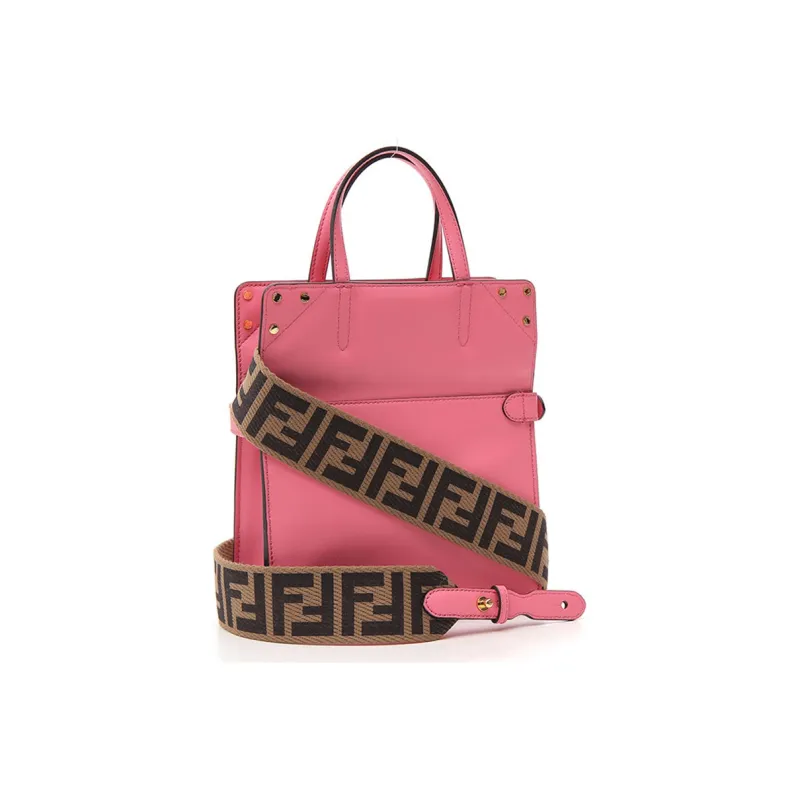 FENDI Cow Leather Tote Bag Shopping Bag Shoulder Bag Crossbody Bag Handbag Small Size Women's Pink/Candy Color-4