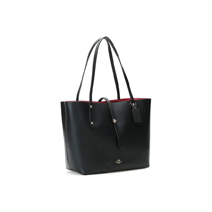 COACH Market Tote Leather Tote Bag Shopping Bag Handbag Shoulder Bag Women's Black-1