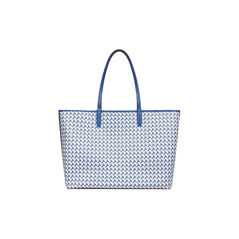 TORY BURCH T Zag PVC Tote Bag, Shopping Bag, Shoulder Bag, Handbag Regular Women's White Blue Multicolor-3