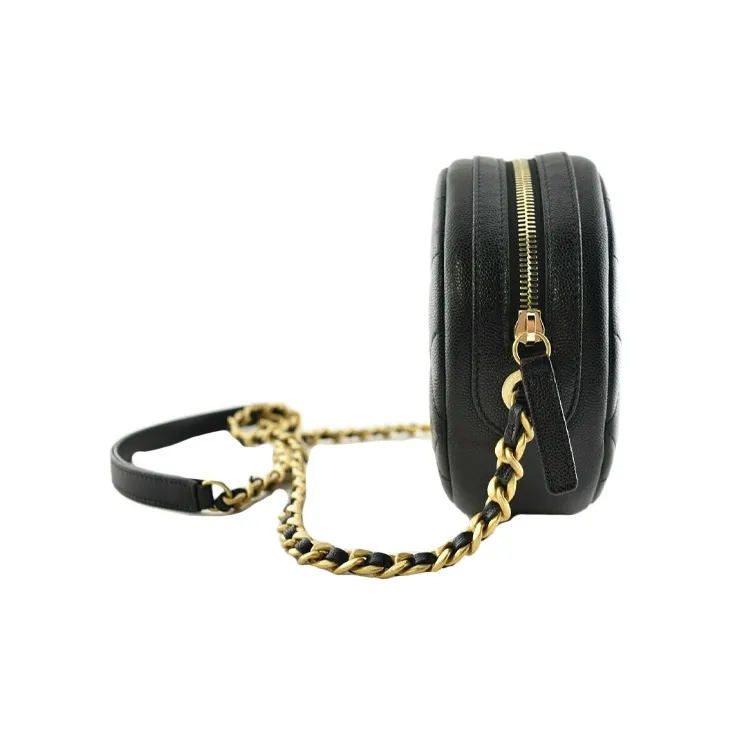 CHANEL Calfskin Shoulder Bag, Crossbody Bag Trumpets Unisex Black-2