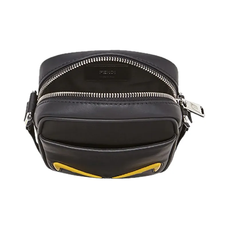 FENDI Leather Messenger Bag Camera Bag Shoulder Bag Crossbody Bag Men's Black-2