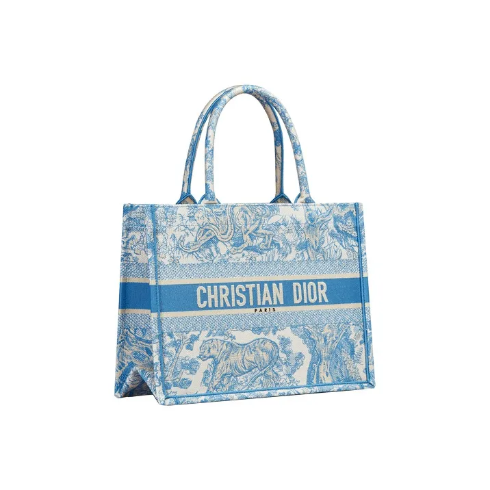 DIOR BookTote Canvas Canvas Bag Tote Bag Shopping Bag Handbag Medium Size Women's Cornflower Blue-2