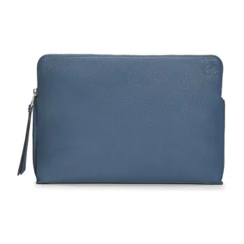 LOEWE Goya Grained Calfskin Clutch Men's Indigo