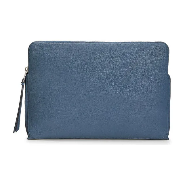 LOEWE Goya Grained Calfskin Clutch Men's Indigo-0