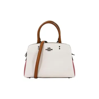 COACH Lillie Leather Portable Crossbody Bag Shoulder Bag Small Size Women's White & Pink Brown