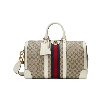 GUCCI Ophidia Canvas With Leather Travel Bags Shoulder Bag Crossbody Bag Handbag Large Size Men's Ebony & White