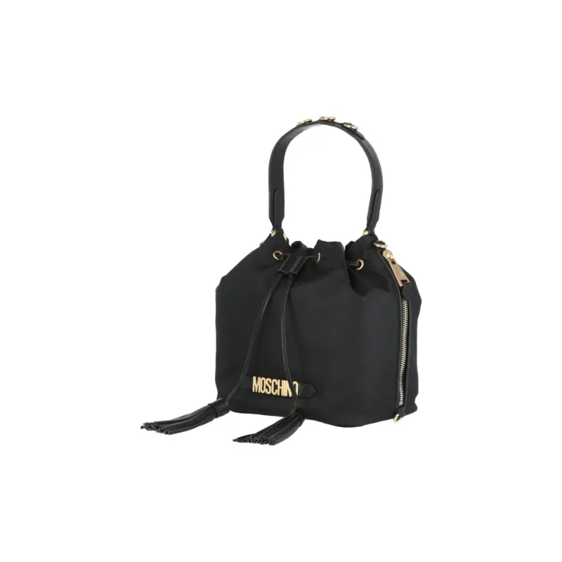 MOSCHINO Nylon Bucket Bag, Handbag, Shoulder Bag Women's Black-3