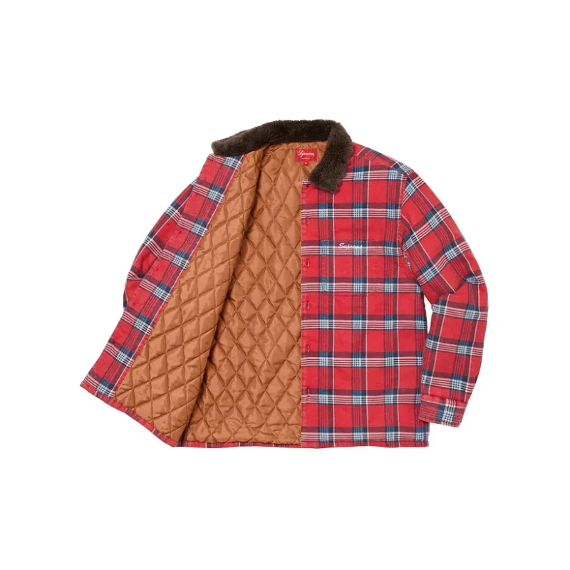 Supreme Faux Fur Collar Flannel Shirt-3