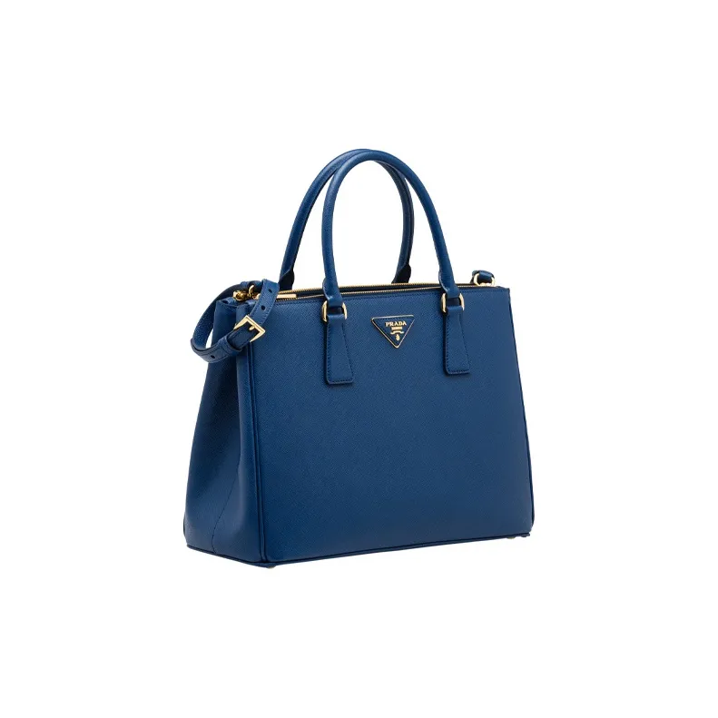 PRADA Saffiano Leather One Shoulder Handbag Crossbody Bag Large Size Women's Blue-1