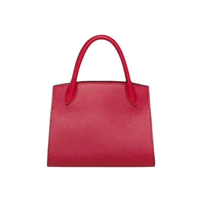 PRADA Saffiano Leather And Calfskin Shoulder Bag Crossbody Bag Handbag Regular Women's Red-2