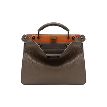 FENDI Peekaboo ISeeU Leather Tote Bag Shopping Bag Shoulder Bag Crossbody Bag Handbag Mini Men's Dark Brown