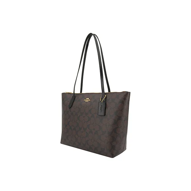 COACH PVC Tote Bag Shopping Bag Shoulder Bags Large Size Women's Dark Brown-1