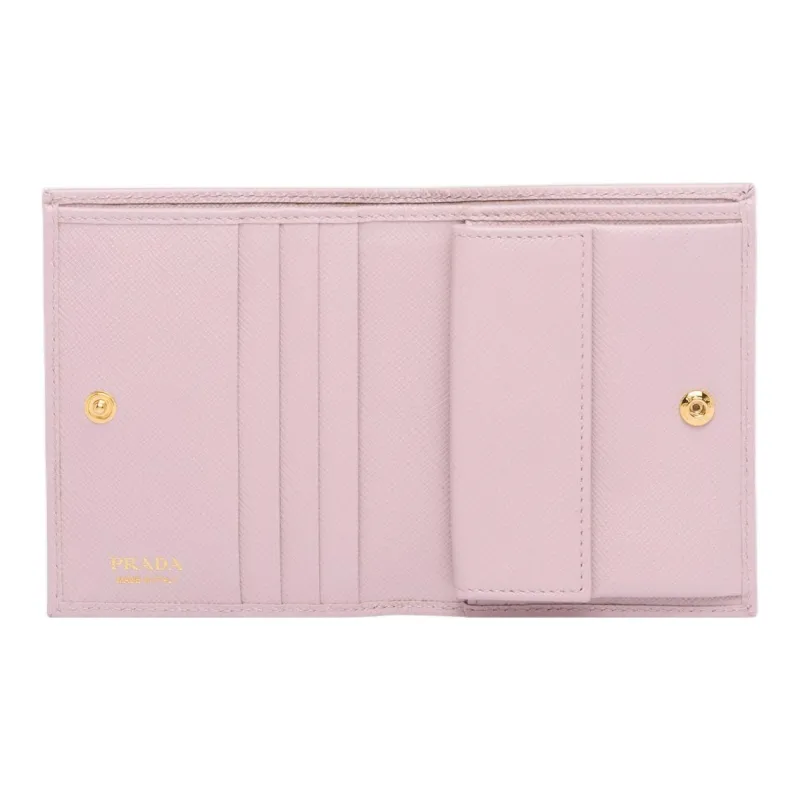 PRADA Saffiano Leather Wallet Women's Cherry Blossom Pink-2