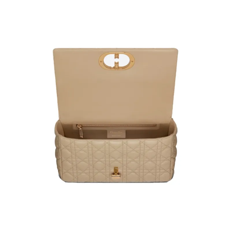 DIOR Caro Soft Cow Leather Portable Crossbody Bag Shoulder Bag Women's Beige-2