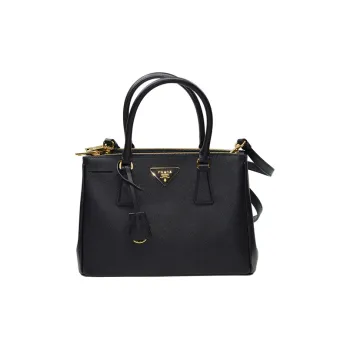 PRADA Saffiano Calfskin Handbag Crossbody Bag Shoulder Bag Medium Size Women's Black