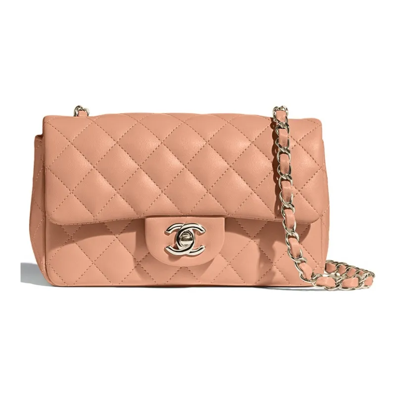 CHANEL Classic Flap CF Sheepskin Shoulder Bag, Crossbody Bag Mini Women's Dried Rose Pink-0
