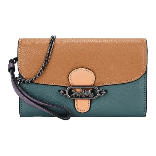 COACH Leather Crossbody Bag Shoulder Bag Small Size Women's Brown Green & Multicolor