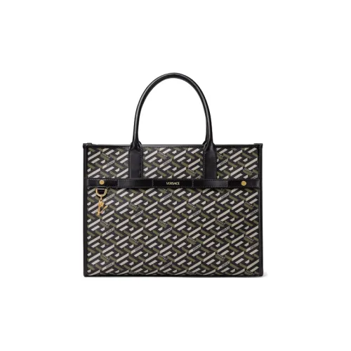 FANSIZHE La Greca Cow Leather tote Dusy Bag, Shopping Bag, Handbag Unisex Black