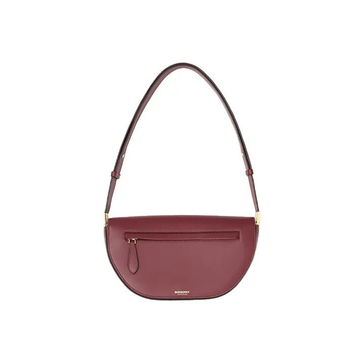 Burberry Olympia Cow Leather Shoulder Bag, Crescent Bag, Shoulder Bag Women's Burgundy-0