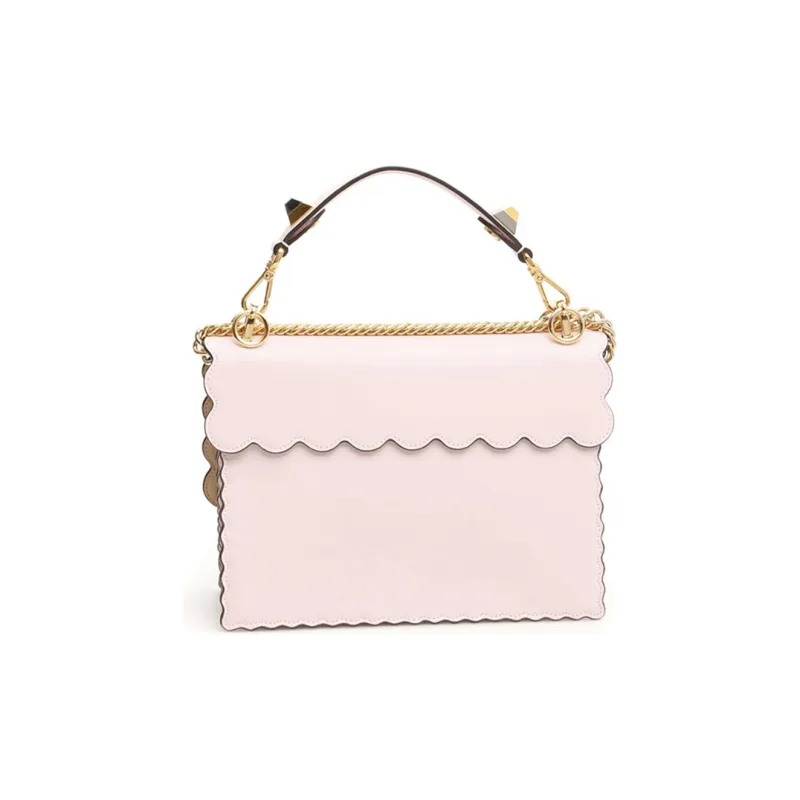 FENDI Kan I Leather Handbag Shoulder Bag Crossbody Bag Women's Light Pink/Candy Color-2
