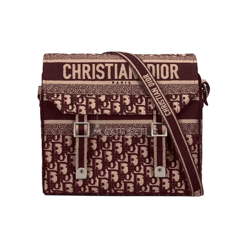 DIOR DiorCamp Canvas Vintage Preppy Style Messenger Bag Shoulder Bag Crossbody Bag Regular Women's Burgundy-0