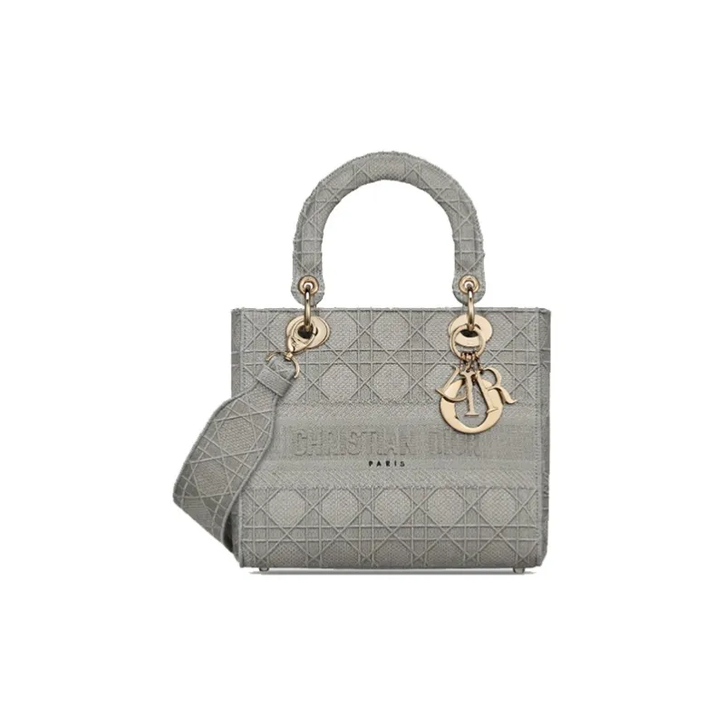 DIOR Lady DiorLady D Lite Canvas Lady Dior Bag, Handbag, Shoulder Bag, Crossbody Bag Medium Size Women's Stone Gray-0