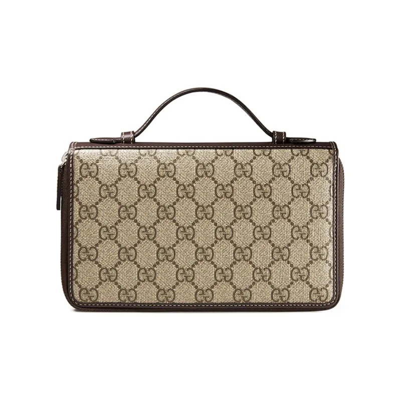 GUCCI Canvas With Leather Wallet Handbag Men's Ebony/Brown-1