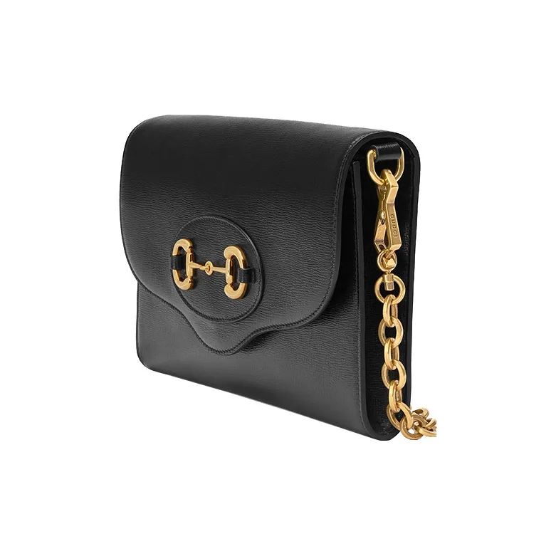GUCCI Horsebit 1955 Leather Handbag Shoulder Bag Crossbody Bag Small Size Women's Black-1