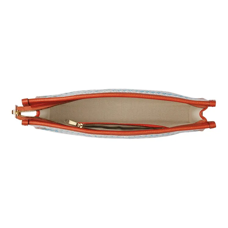 GUCCI Fabric Leather Clutch Women's Orange/Green/Brown-3