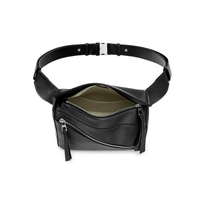 LOEWE Puzzle Soft Cow Leather Geometric Bag Shoulder Bag Crossbody Bag Sling Bag Fanny Pack Small Size Men's Black-4