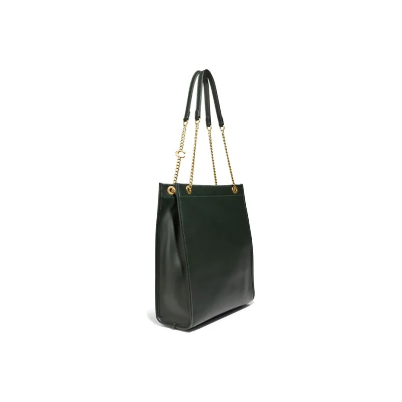 COACH Leather One Shoulder Handbag Tubas Women's Green-1