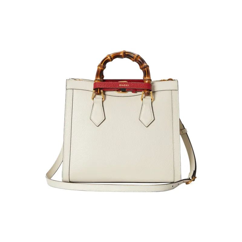 GUCCI Diana Leather Tote Bag, Shopping Bag, Handbag, Shoulder Bag, Crossbody Bag Trumpets Unisex Ecru-5