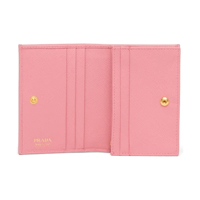 PRADA Saffiano Leather Wallet Small Size Women's Petal Pink-3
