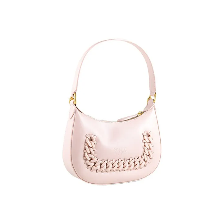 PINKO Cow Leather Bird Bag Swallow Bag Underarm Handbag, Shoulder Bag Women's Pink-1