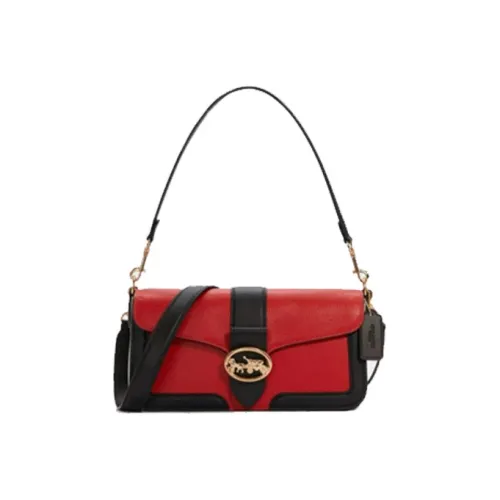 COACH Georgie Leather Handbags Crossbody Bags God Of Wine Shoulder Bag Women's Red & Black