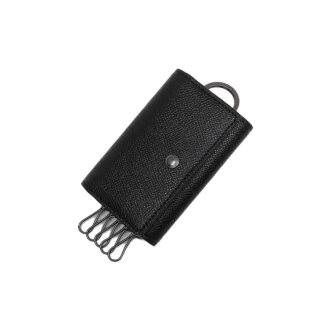 COACH Key Case Leather Key Pouch Men's Black-3