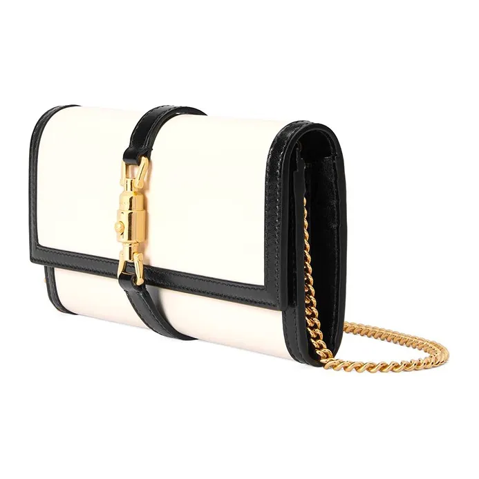 GUCCI Jackie 1961 Leather WOC Chain Bag Shoulder Bag Crossbody Bag Small Size Women's Black White-1