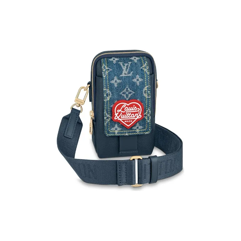 LOUIS VUITTON X Nigo Flap Double Phone Pouch Monogram Blue-0