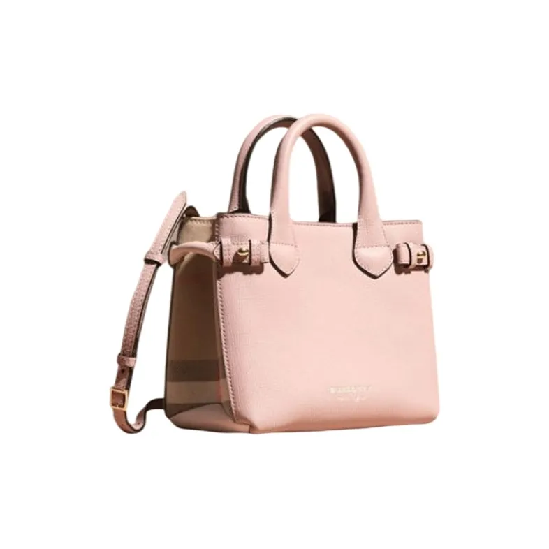 Burberry The Banner Series Leather Handbag One Shoulder Handbag Mini Women's Light Blue Multicolor-1