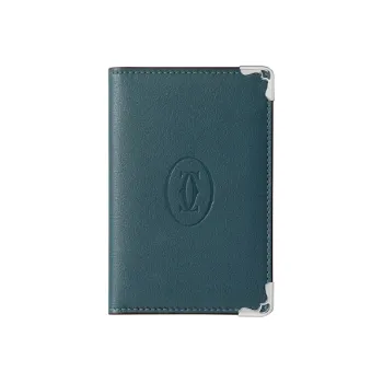 CARTIER Must De Cartier Cow Leather Card Holder Women's Denim And Lake Blue