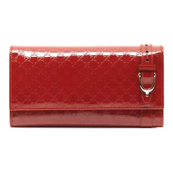 GUCCI Patent Leather Wallet Women's Red