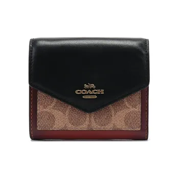 COACH Canvas Wallet Women's Tan & Black