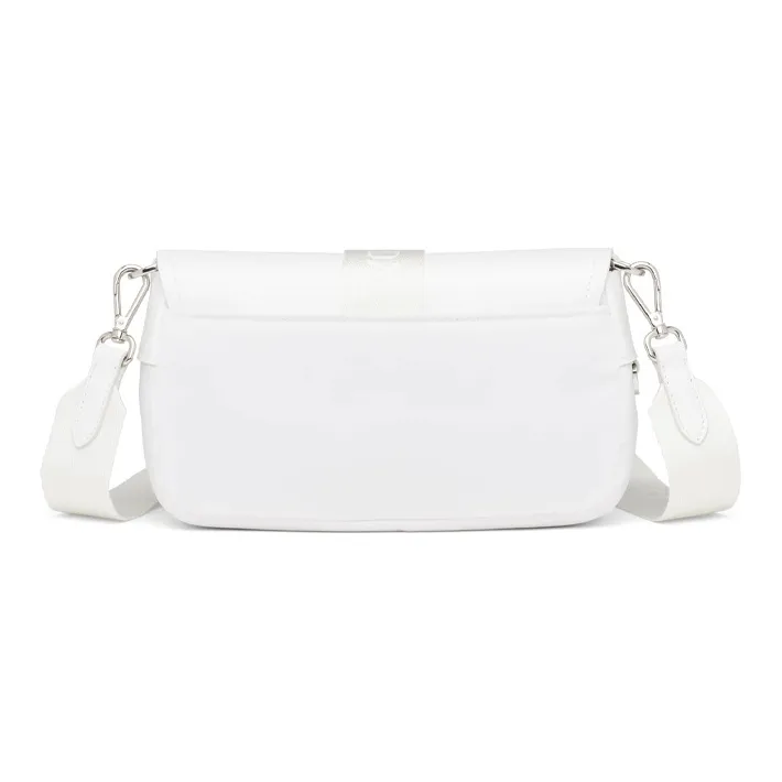 PRADA Nylon And Shiny Leather Shoulder Bag Women's White-2